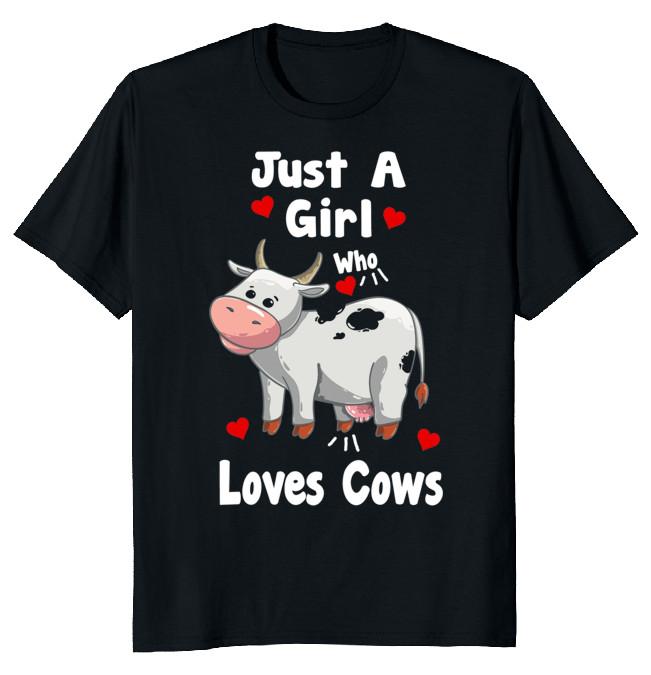 NEW LIMITED Just A Girl Who Loves Cows Classic Novelty Tee XL