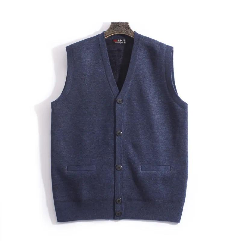 Gilet Épais pour Hommes d'Âge Moyen et Personnes Âgées, Gilet Pull, Automne Hiver, Col en V, Cardigan, Gilet, Tricoté en Laine