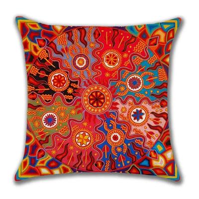 Hot Ethnic Meico Patterns Linen Pillows Case Indian Apollo Abstract Painting Cushions Case Sofa Couch Throw Pillows Decor HomeMC,
