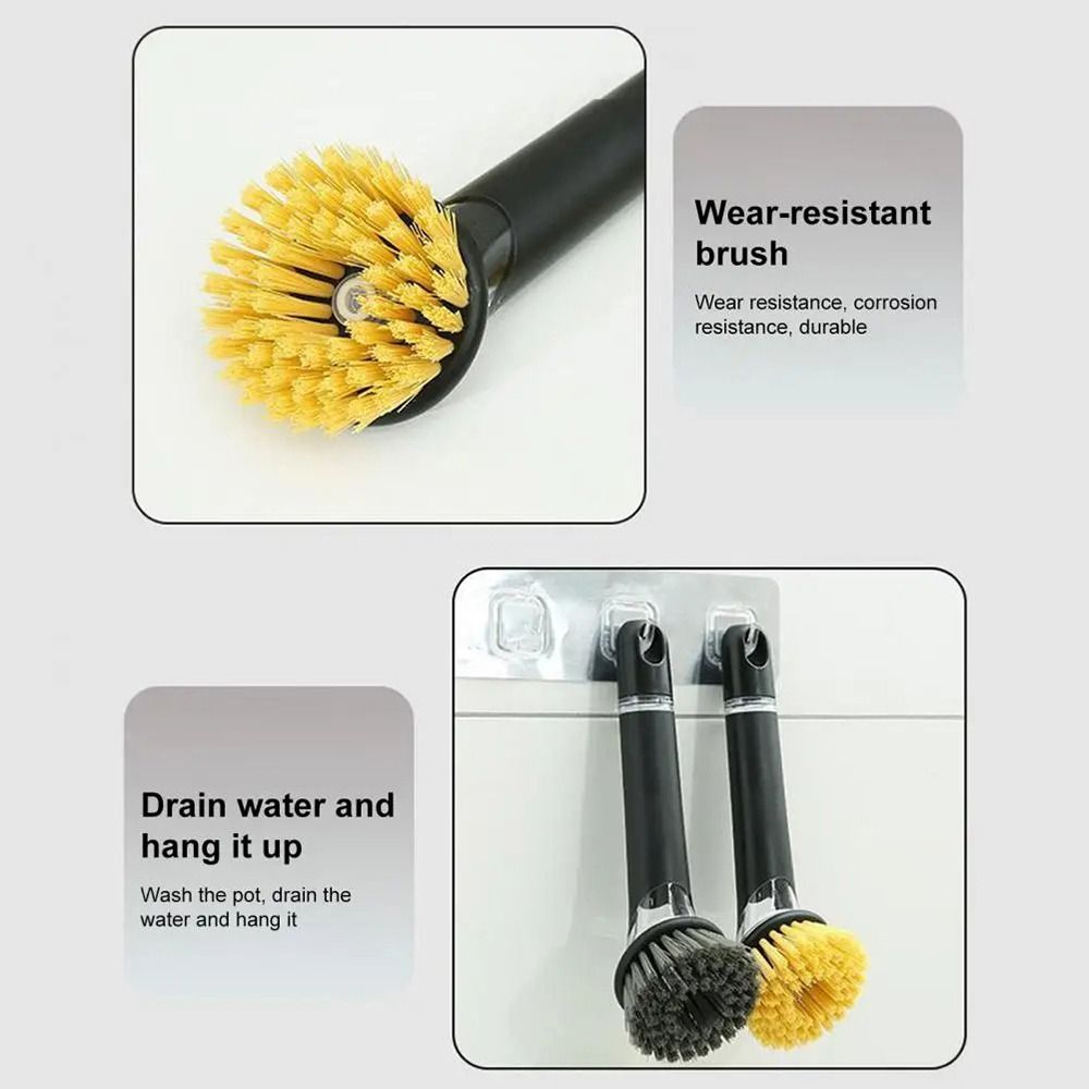 1Pcs Soap Dispenser Pot Brush with Handle Kitchen Scrub Brush  for Home Pots Sink