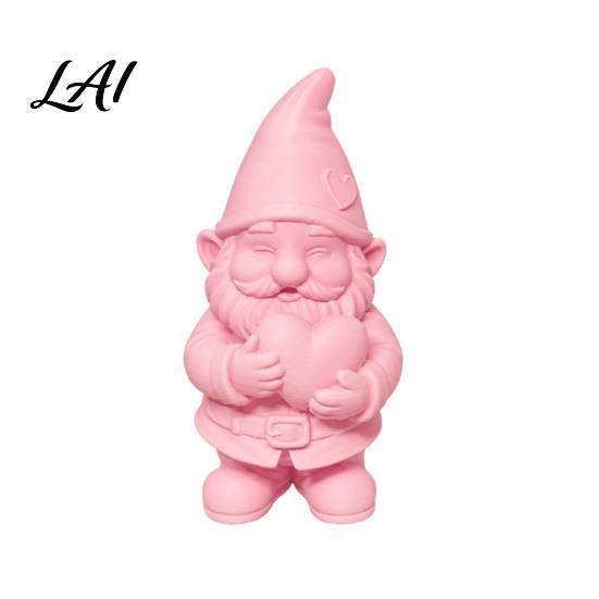 Gedetailleerd 3D-geprint Tuinkabouter Beeldje met Hart Vasthoudend Schattig Roze Beeldje Weerbestendig Binnen Zoete Sfeer Ornament en Buiten,