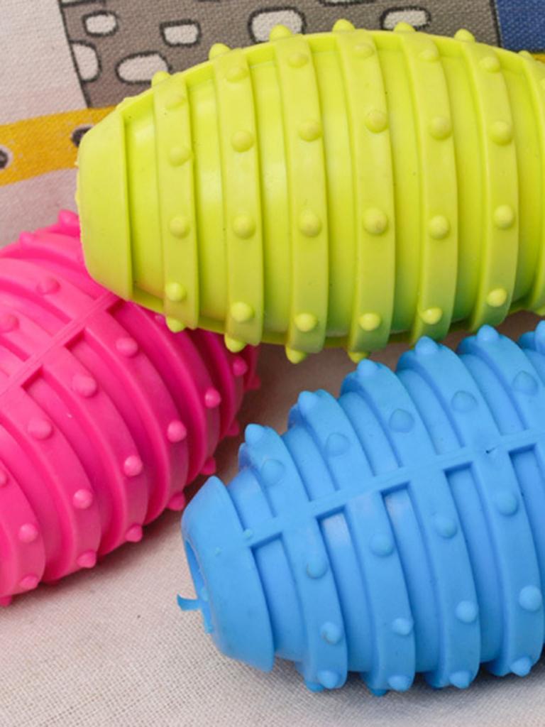 1pc Pet Small Dog Treats Rugby Ball Puppy Interactive Toy Ball Training Toy for Large Dog Chew Toy Tooth Cleaning Bite Ball
