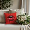 1 piece red lip print pillow cover - bold art design, soft polyester short velvet fabric, 17.7x17.7 inch decorative cushion cover with zipper