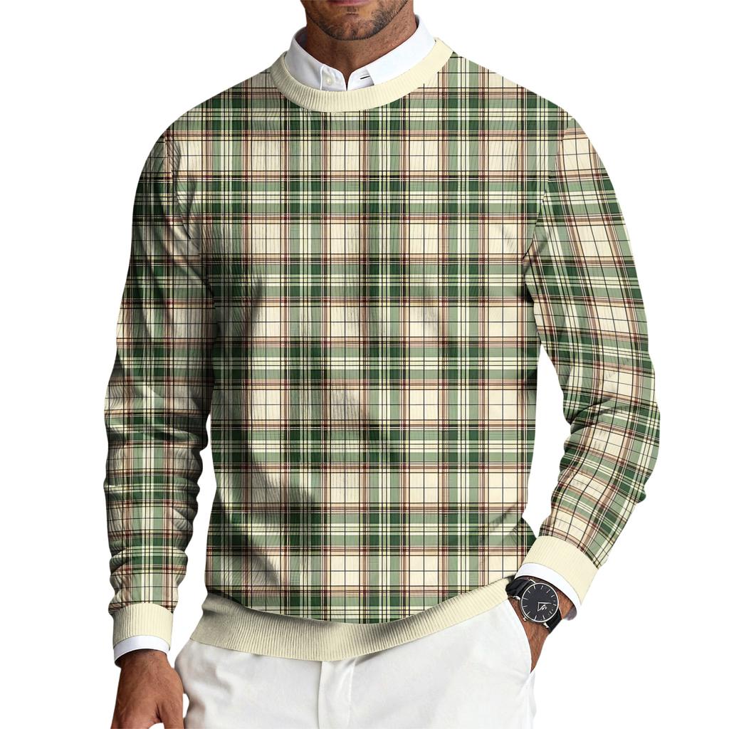 Men's Round Neck Long Sleeve Ribbed Knit Pullover