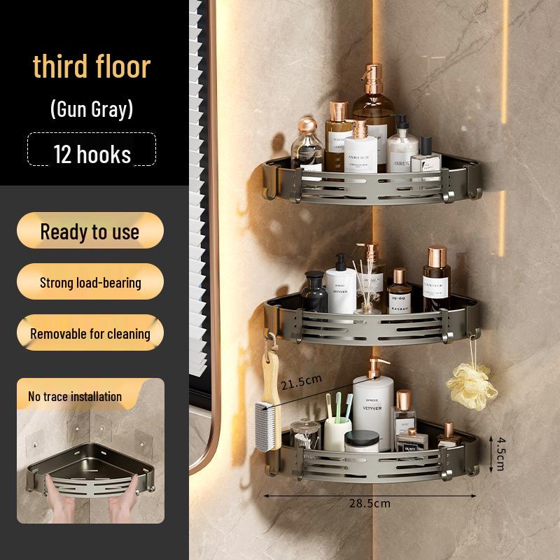 No-Drill Bathroom Corner Shelf Storage Rack