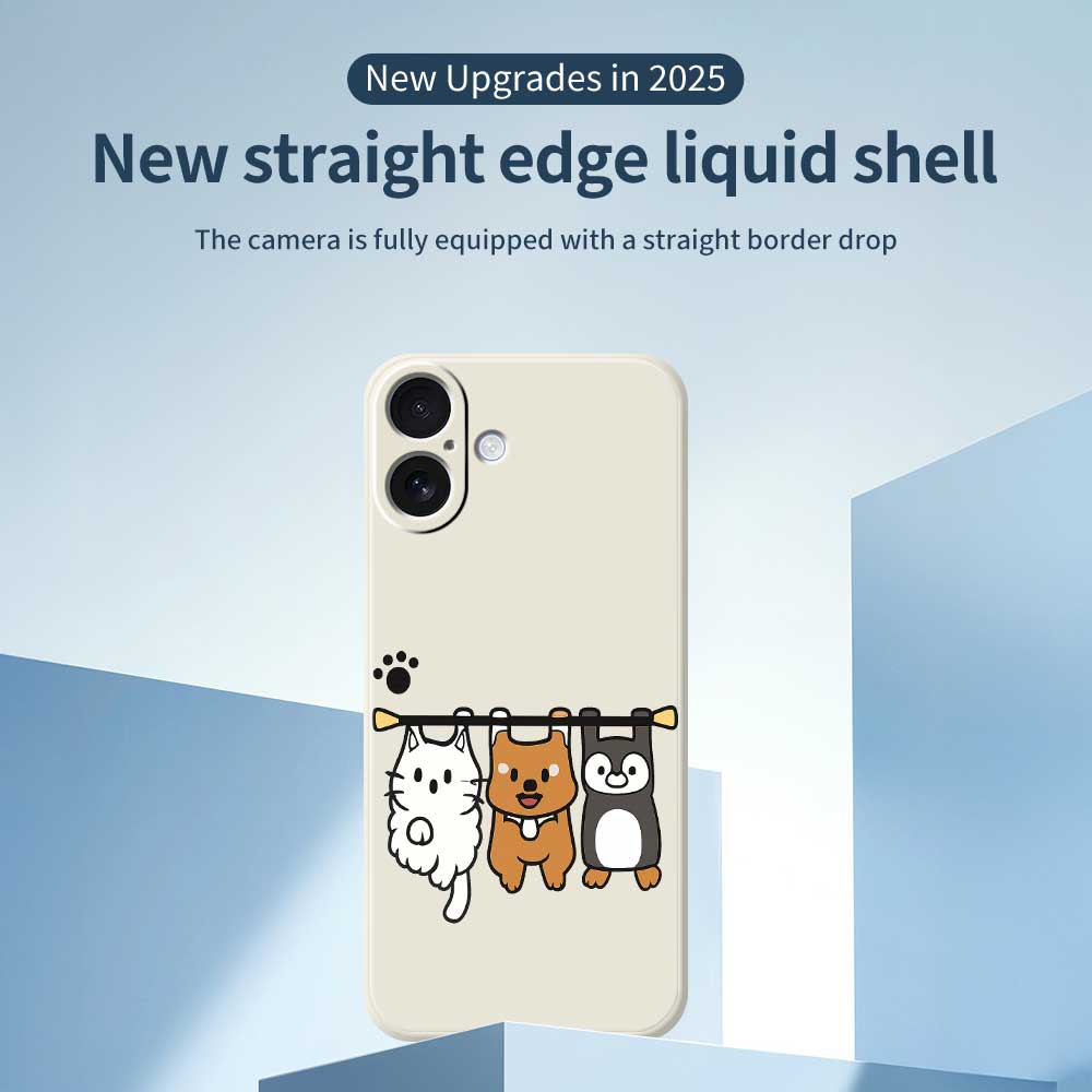 For iPhone 17 Case Three Animal Dolls Pattern Printing Straight Edge TPU Phone Back Cover