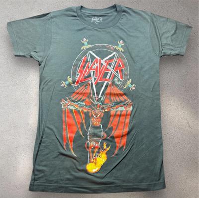 T-Shirt Grafica Band Slayer Uomo Taglia Piccola Maglietta Black Metal Nuova di Zecca