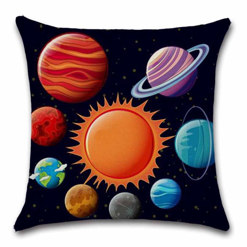 Eight Planets of the Solar System Kids Gift Printed Cushion Cover Chair Seat Sofa Decoration Home Decor Pillowcase