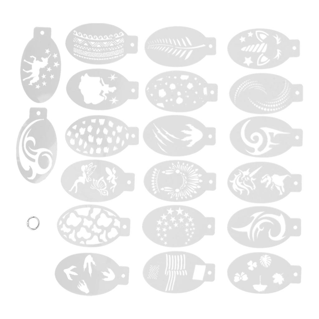 20 Pieces Face Body Painting Stencil Professional Makeup Body Art Painting Stencils for Holiday Halloween Makeup
