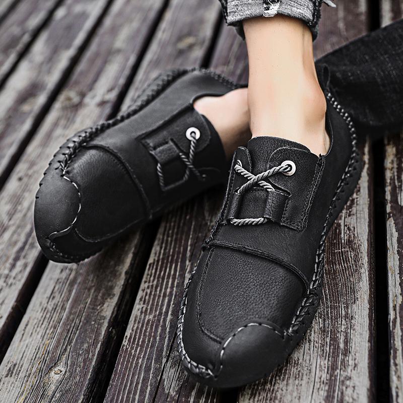 Fashion Lace-Up Loafers Comfortable Office Walking Shoes Non-Slip Business Sneakers for Men Fashion Flats New Men's Dress Casual Shoes