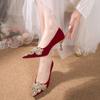 Not Tired Toasting Chinese Xiuhe Dress Wedding Shoes Wedding Shoes Bride Shoes Red High Heels Women's 2025 Summer New