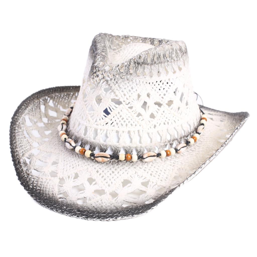 Popular sombrero de vaquero occidental hueco clásico europeo y americano, moda para hombre y mujer, sombrero de paja transpirable para vacaciones, protección solar