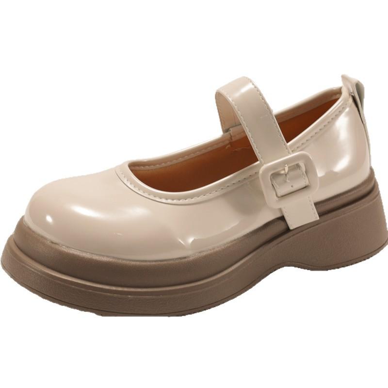Retro British style white platform heightening small leather shoes women's 2025 new summer skirt shallow mouth Mary Jane shoes
