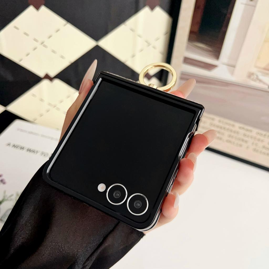 For Samsung Galaxy Z Flip7 5G Case Vintage Woven Pattern PU + TPU Phone Cover with Ring Holder