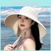 Summer Outdoor Uv Protection Wide Brim Hat For Women With Ponytail Hole Fashion Sun Hat