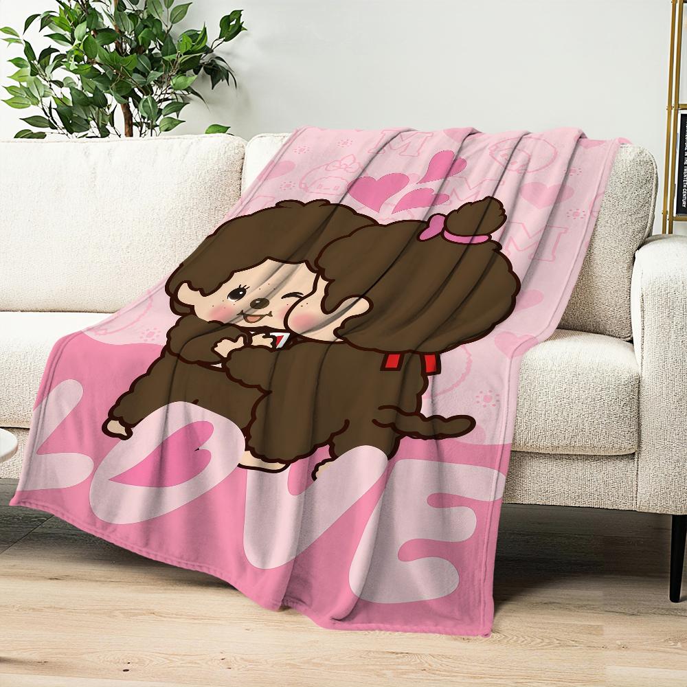 fashion cartoon art couple cute M-Monchhichi Flannel warm comfort soft plush blanket for sofa living room bedroom travel gift