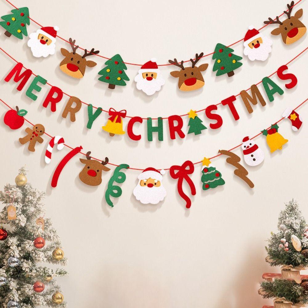 Festive Garland Merry Christmas Decor Felt Material Garland Christmas Ornaments  Christmas Party