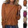 Women's Long Sleeve Shirt Pleated Round Neck Casual Loose Fashion Tops