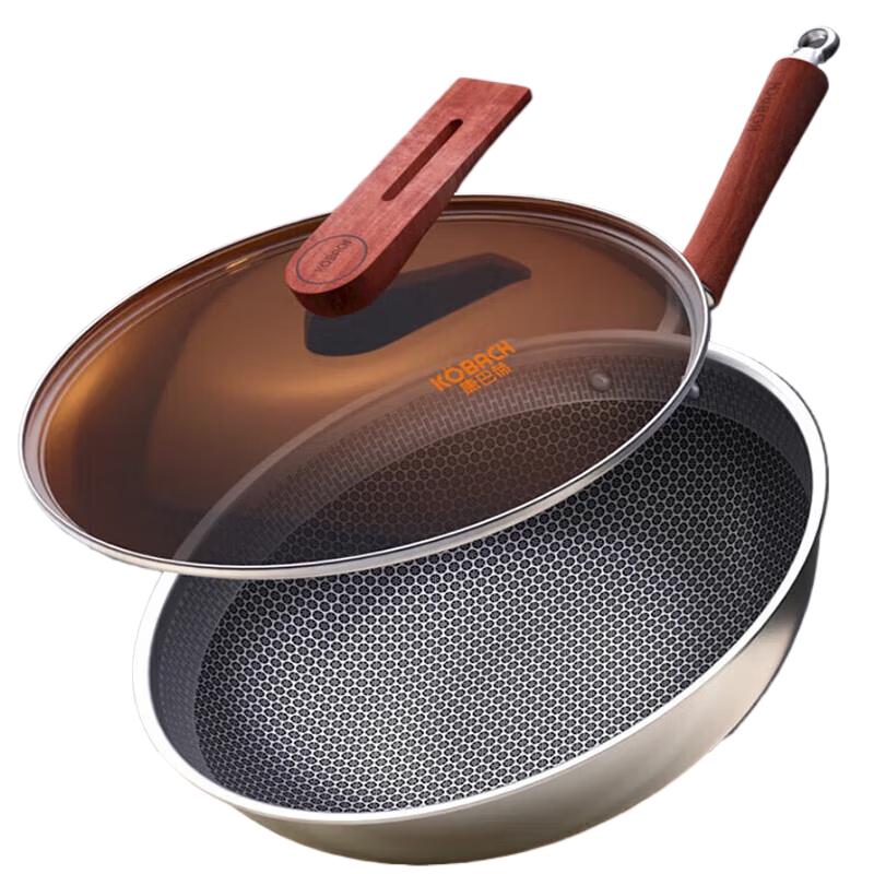 KOBACH Honeycomb Stainless Steel Wok, 32cm