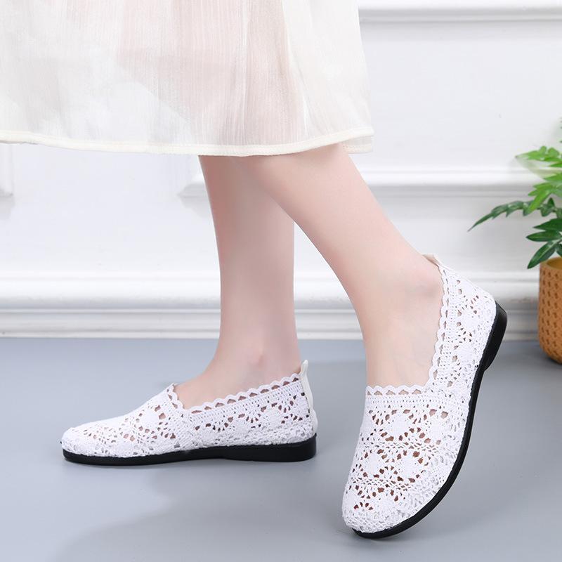Cloth Shoes, Women's Shoes, Anti-slip Soft-soled Shoes, Hollowed-out Flat Shoes, Versatile, Light Outerwear, Single Shoes