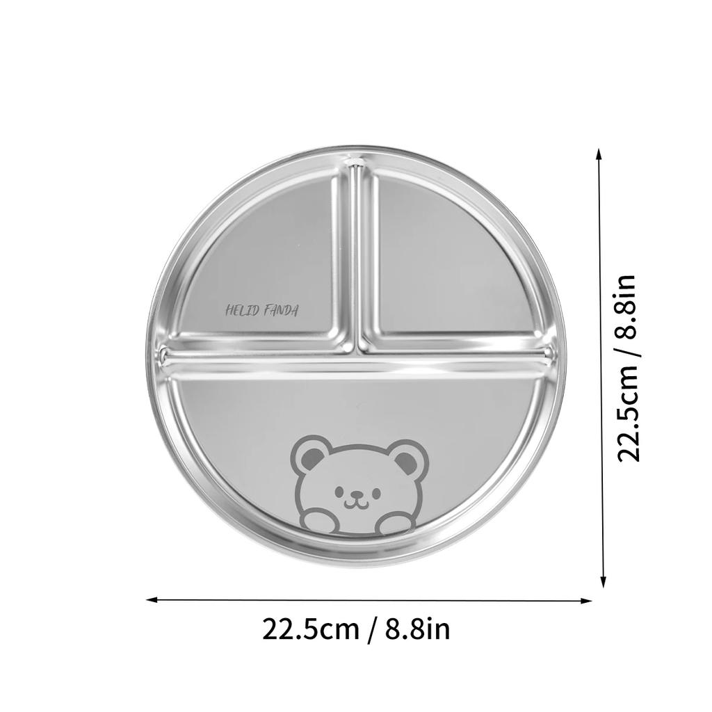 WORTHBUY Round Dinner Plate With Compartments 304 Stainless Steel Divided Dinner Dish Fruit Salad Food Plates Kitchen Tableware