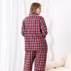 Womens Oversized Plaid Pajama Set Long Sleeve Turn-Down Collar Loose Comfortable Sleepwear Winter Home Use
