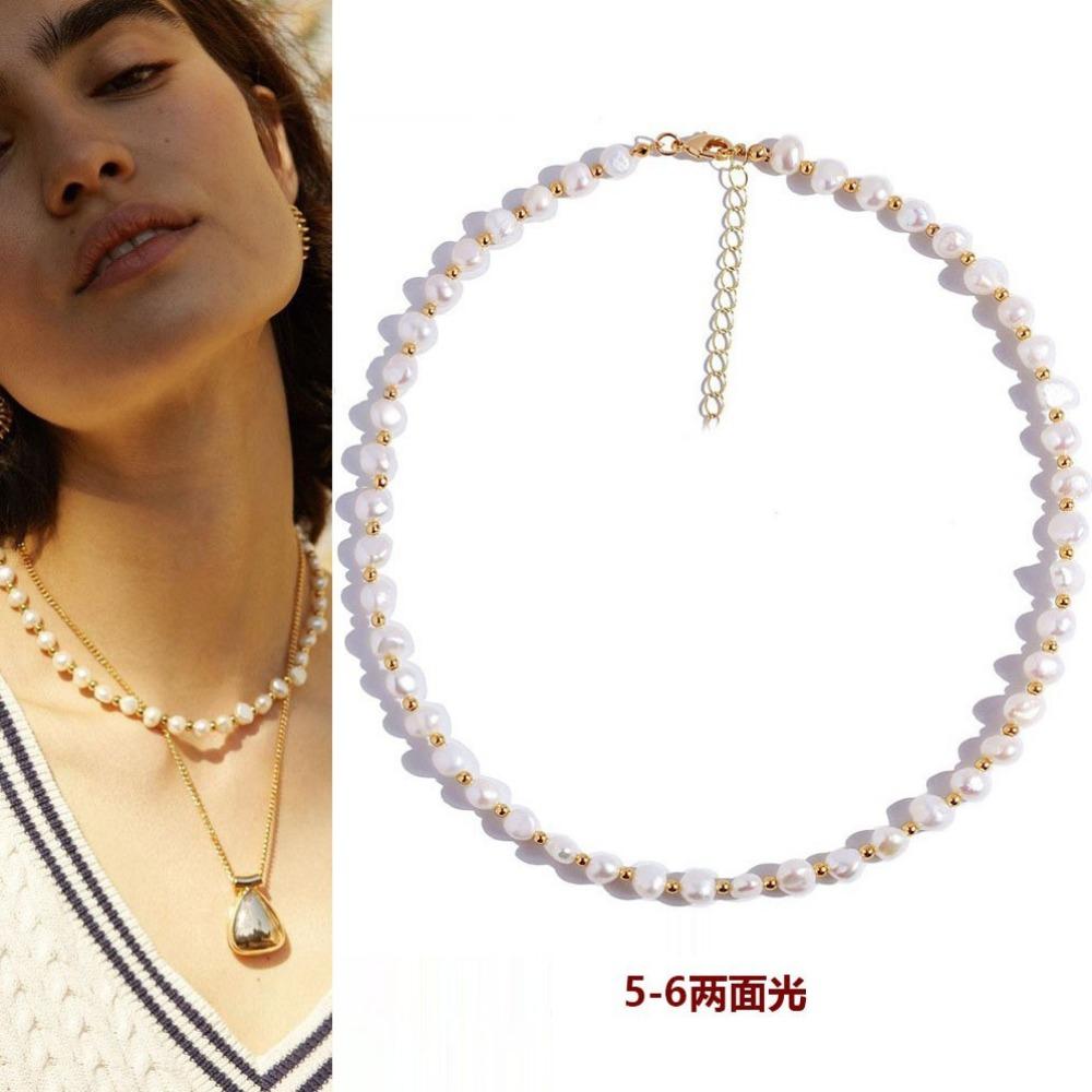 

Премиальные бусины Sense Gold Ручная работа Бижутерия Любовь Прилив с пресноводным жемчугом Ожерелье Цепочка на ключицу Разделительные бусины One Size