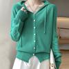 Hooded Cardigan for Women's Spring and Autumn New Loose and Versatile Long-sleeved Wool Hoodie Jacket Top