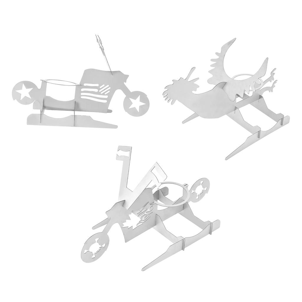 Stainless Steel Chicken Stand Removable Portable MotorcycleShape BBQ Roaster Stand for Party