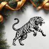 Brüllender Tiger Metallwandkunst Wetterfeste Eisenskulptur Feiertagsdekoration Geschenk