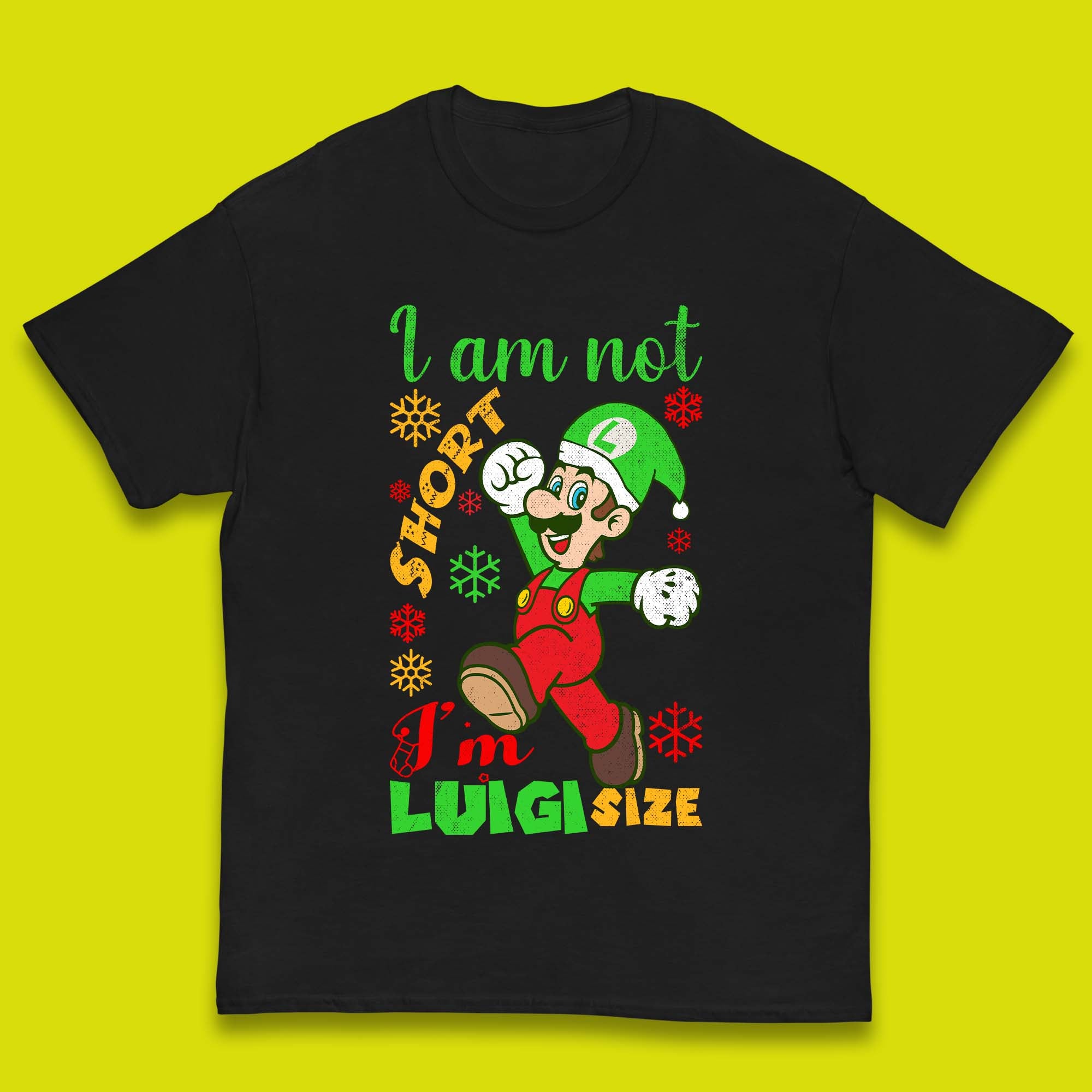 Luigi Size Mario Size Christmas Kids T-Shirt 110