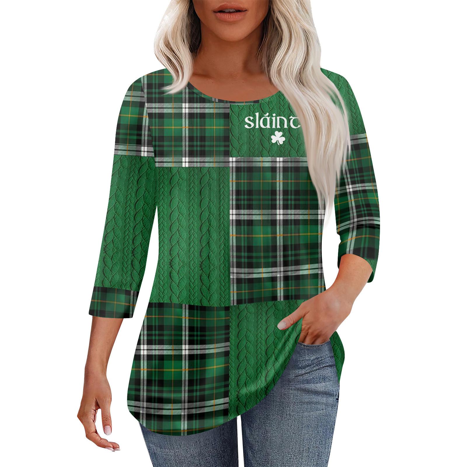 

Жіноча модна повсякденна плісована футболка з круглим вирізом і сімома чвертями рукавів XXXL