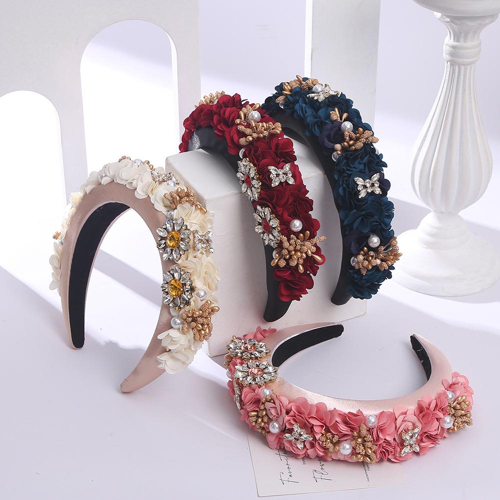 

Обруч для волос «Лесная фея» с цветком, милая заколка для волос, утолщенный однотонный обруч для волос, популярный обруч для волос с широким краем