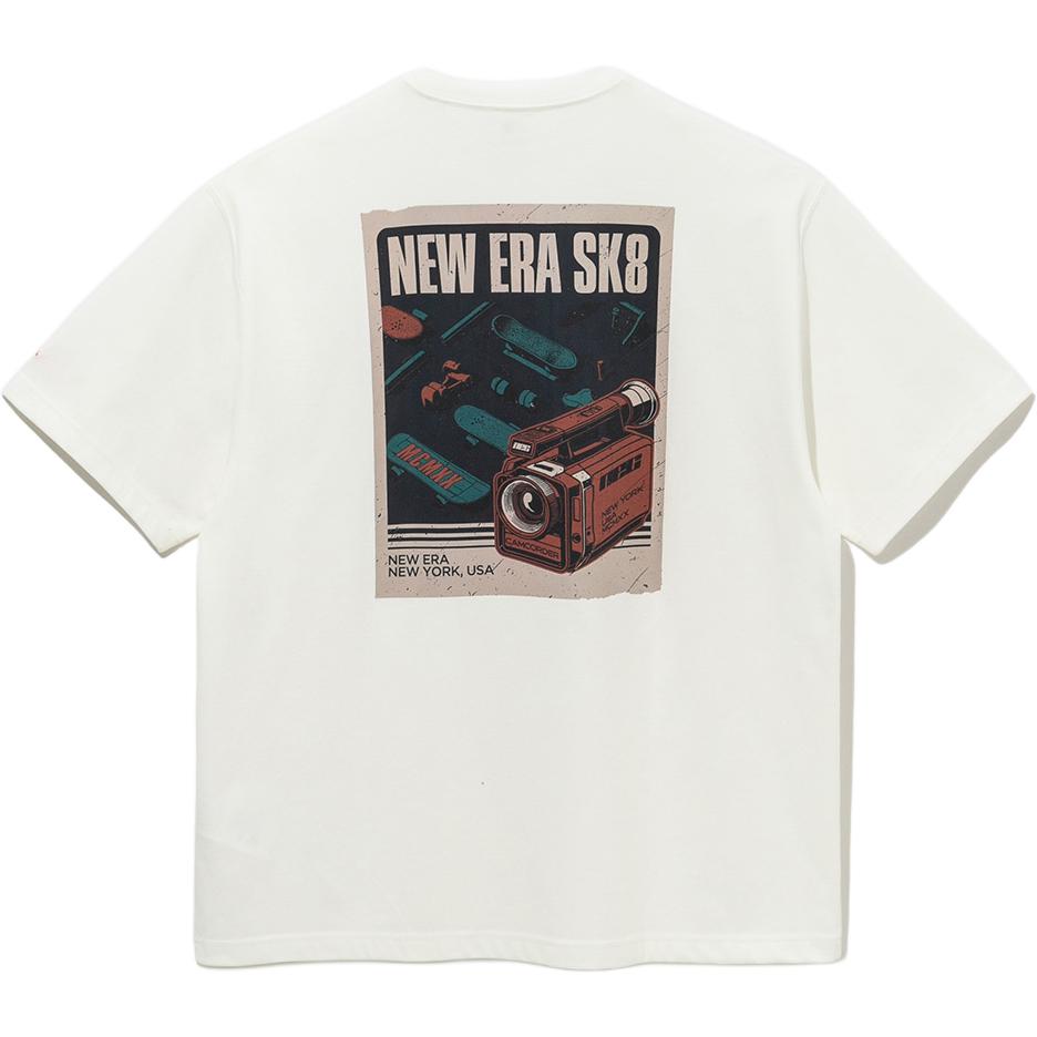 New Era Graphic Print Loose Fit Crew Neck T-Shirt Men Tops White 14679776