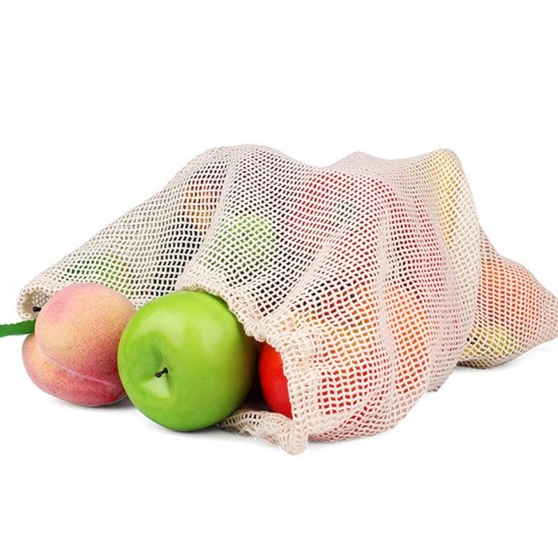 Breathable Cotton Drawstring Storage Bags Assorted Sizes For Freshness Produce Kitchen Organization Sustainable
