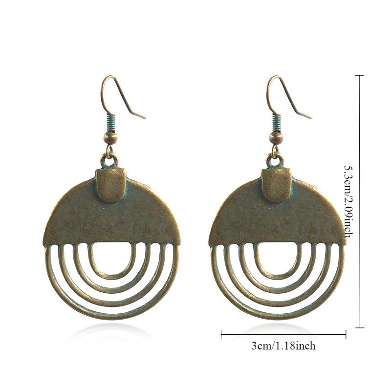 

Геометрические полые овальные серьги-подвески из сплава, модные ретро-серьги высокого класса