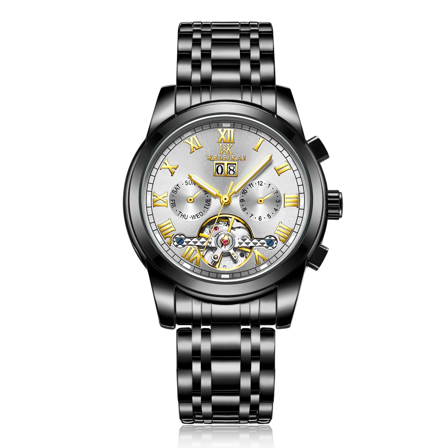 

WEISIKAI 6009A Мужские часы Новые ТОП Бренд Роскошные Мужские Часы С Коробкой Водонепроницаемые Люминесцентные Календарь Автоматические Мужские Механические Часы белый