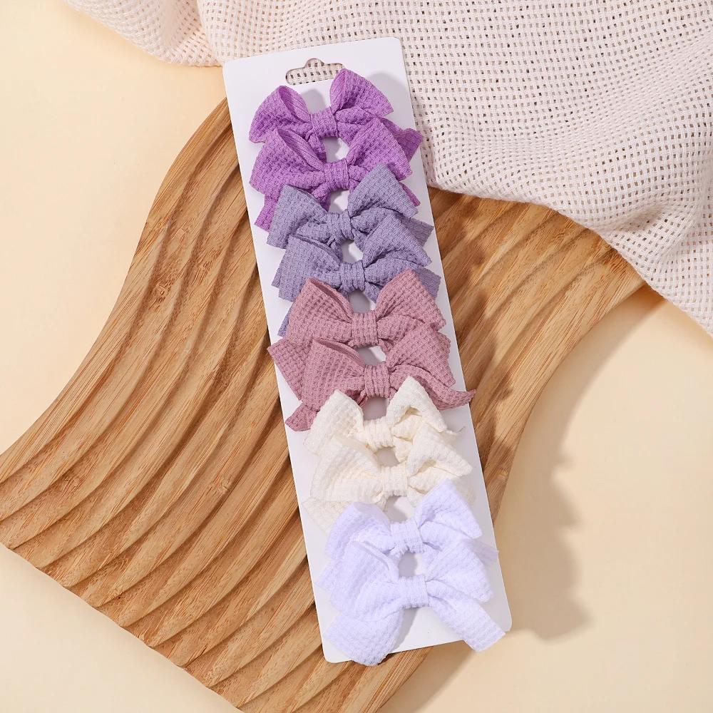 10Pcs/lot Kids Solid Color Ribbon Baby Bows Hair Clips for Baby Girls Handmade Bowknot Hairpin MiNi Barrettes Hair Accessories