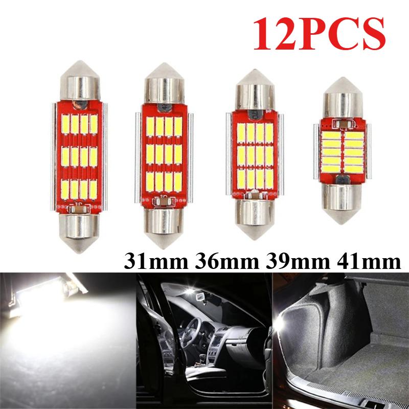 12pcs Interior Lights LED 31mm 36mm 39mm 41mm Feston C5w C10w Interior Dome Light Reading Light License Plate Light Camping Light