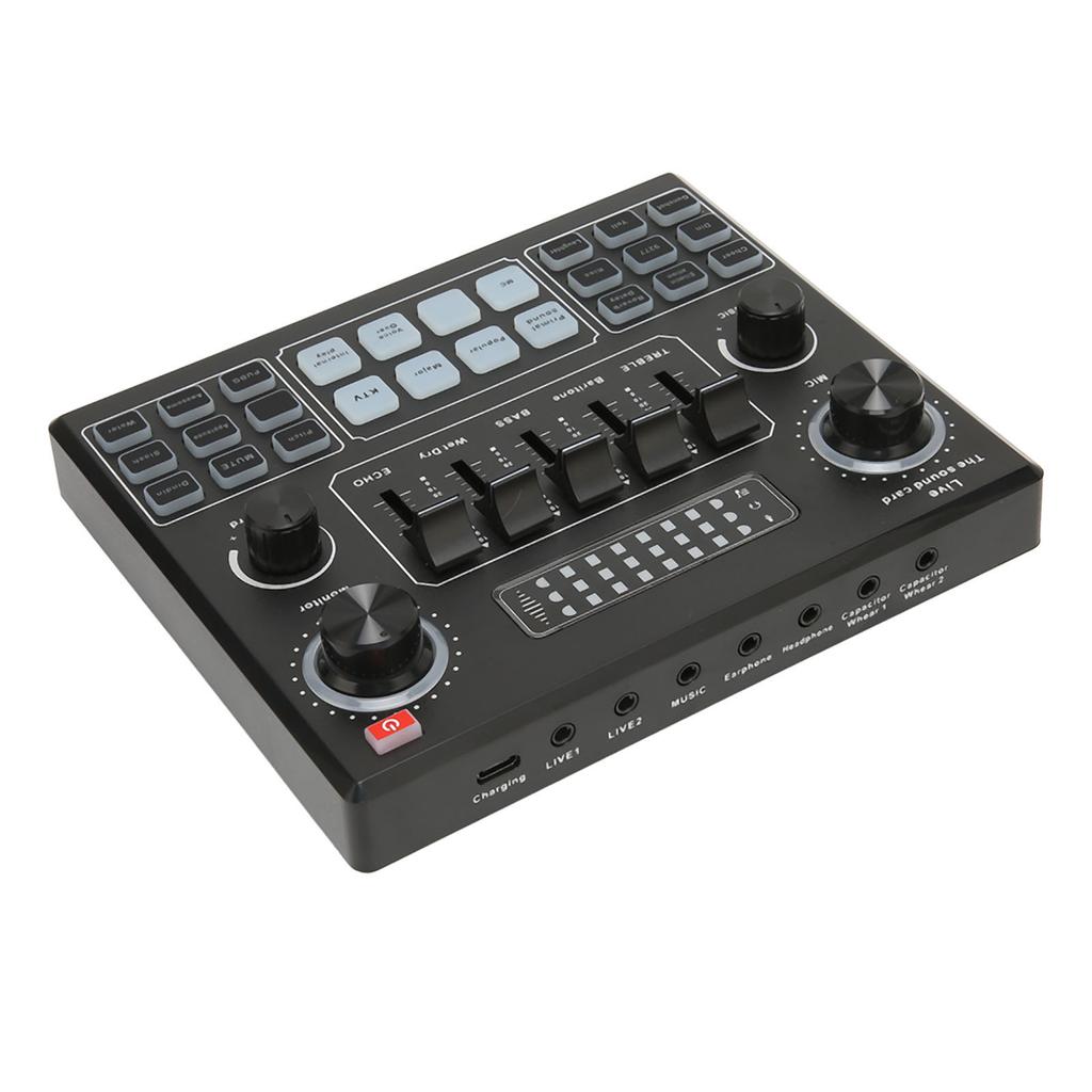 Live Sound Card Multiple Sound Effects Voice Changing External Mini Sound Mixer Board for Live Strea