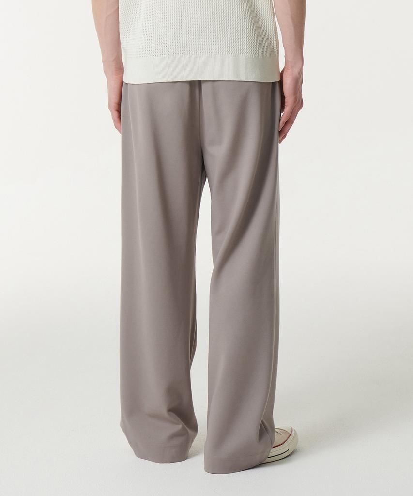Musinsa Standard Ponte One-Pleat Wide Cozy Slacks [Grayish Beige]