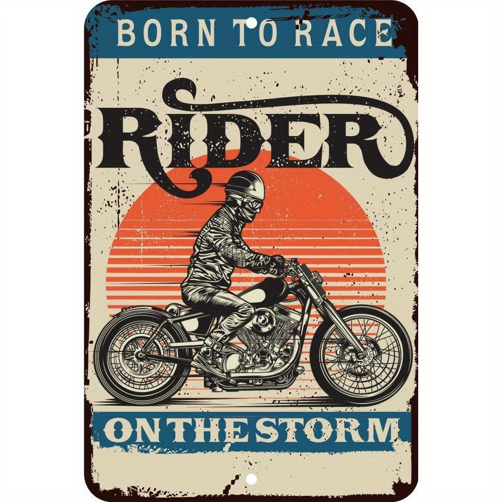

Vintage Born to Race Rider Motorcycle Club Sign Rustic Aluminum Tin Plaque with Bold Red Black Design Perfect for Man Cav aluminum 20x30cm