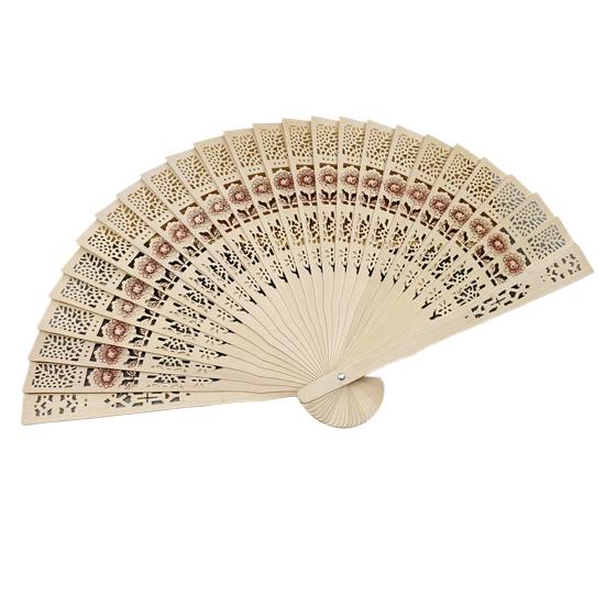 Dřevěný skládací ventilátor v čínském stylu dutá žebra Přenosná letní dekorace s ručním ventilátorem