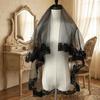 Double Layer Halloween Bridal Veil Long Length Lace Tulle Veil Ghost Bride Veil  Wedding Ceremony