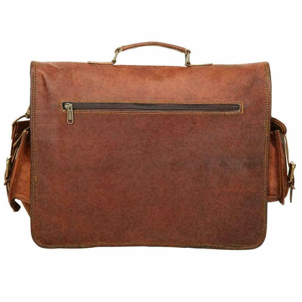 Vintage Leather Briefcase Brown Shoulder Messenger Laptop Bag Large High-Quality