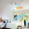 Ventilatore da soffitto piccolo senza rumore con luce, telecomando, 18,5 pollici, luce LED dimmerabile, altoparlante Bluetooth, 3 colori, 3 modalità RGB