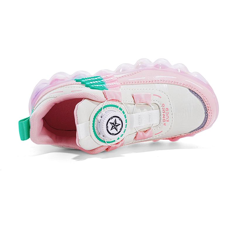 28-38 Children's Pink Leather Waterproof Rotation Buttons Sports Shoes Boys Basketball Sports Shoes Girl Sports Shoes