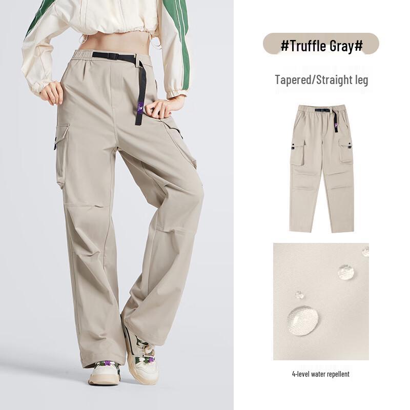 Camel Women's Fleece-Lined Straight-Leg Cargo Pants
