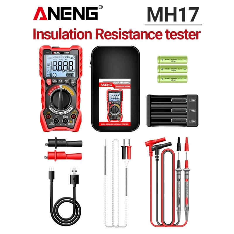 New Multifunctional 2 in1 Insulation Resistance Digital Multimeter Rechargeable MH17 AC/DC Voltage True RMS 19999 Counts Tester Tools with Flashlight