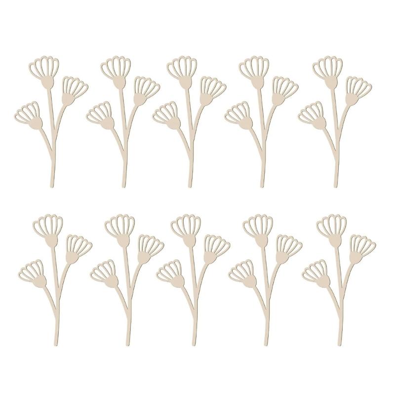 Wooden Wildflower Decors,Wood Flower Cutout for DIY Crafts,Wall Decors Hanging Florals Sculpture Wildflower Stems